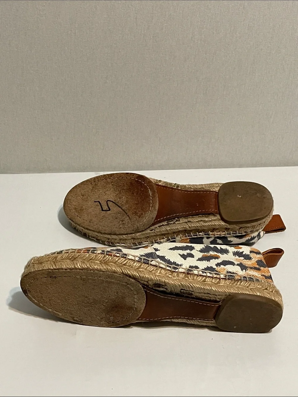 Chloe Leopard Print Espadrille Slip-Ons with Tan Pull Tab - Women. Fits a 8